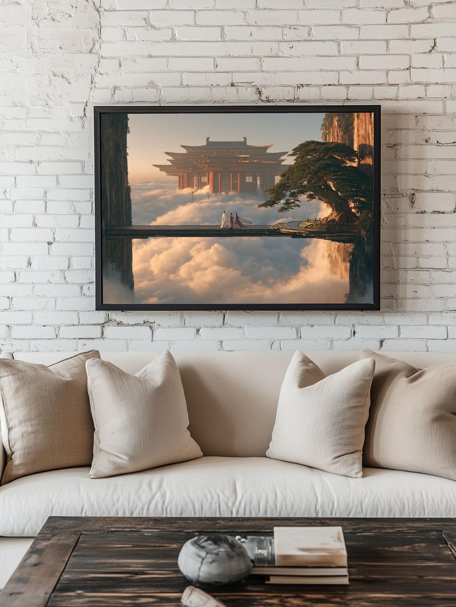 Floating Temple Landscape Print. — room view 1