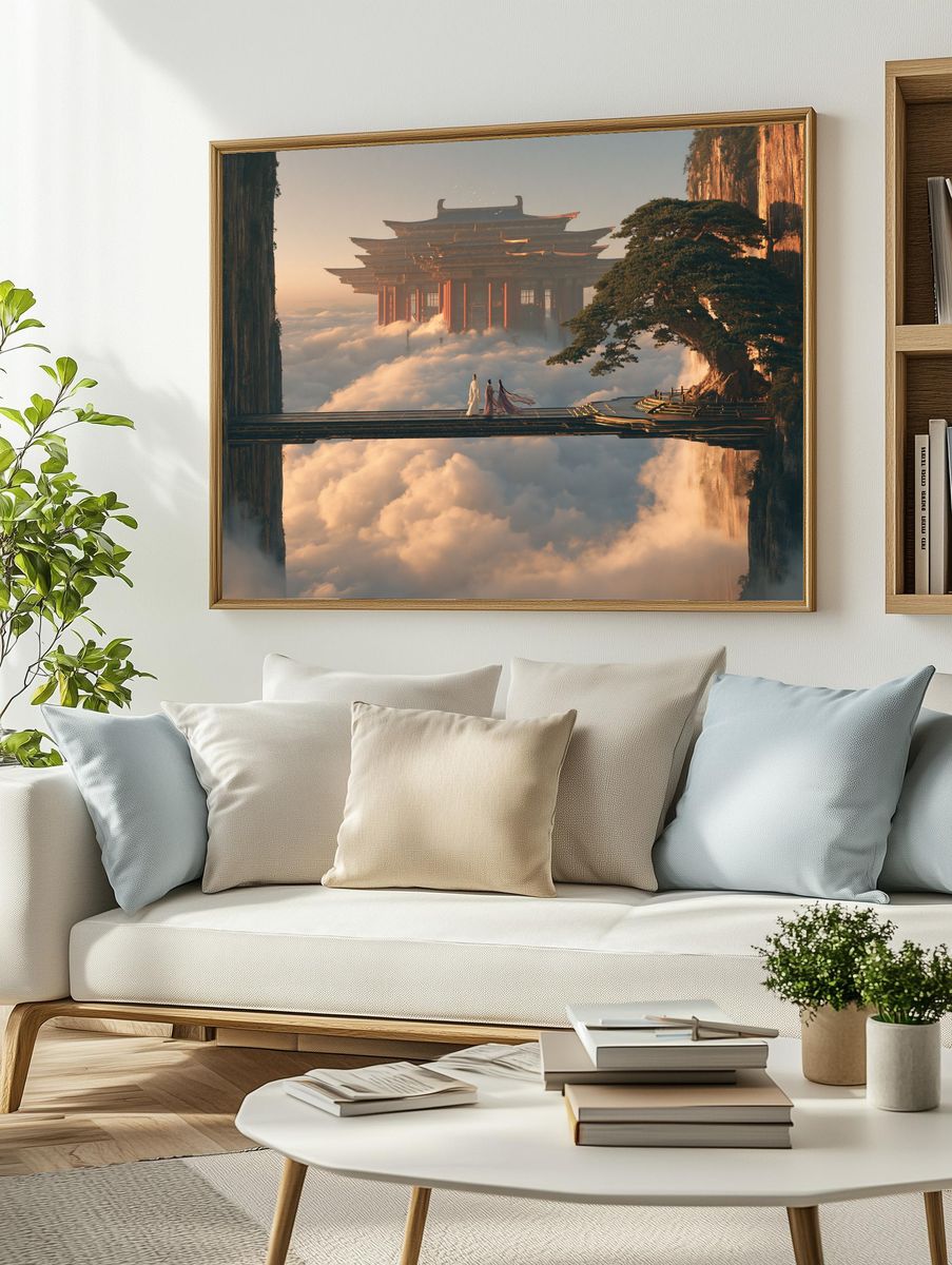 Floating Temple Landscape Print. — room view 2