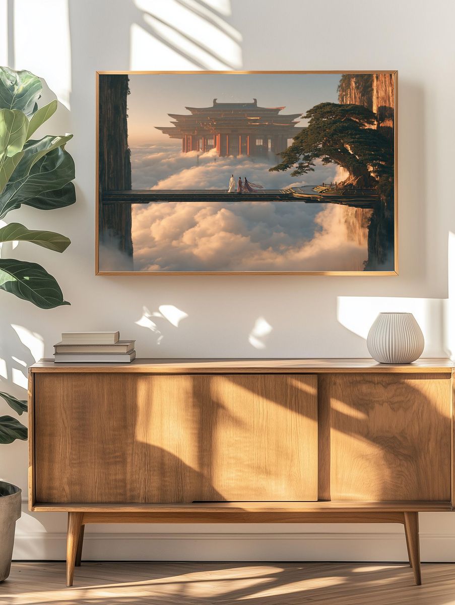 Floating Temple Landscape Print. — room view 3