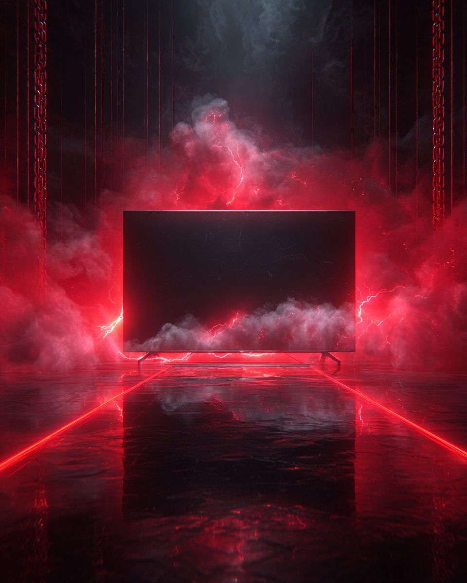 Futuristic TV in Stormy Atmosphere Poster. poster detail