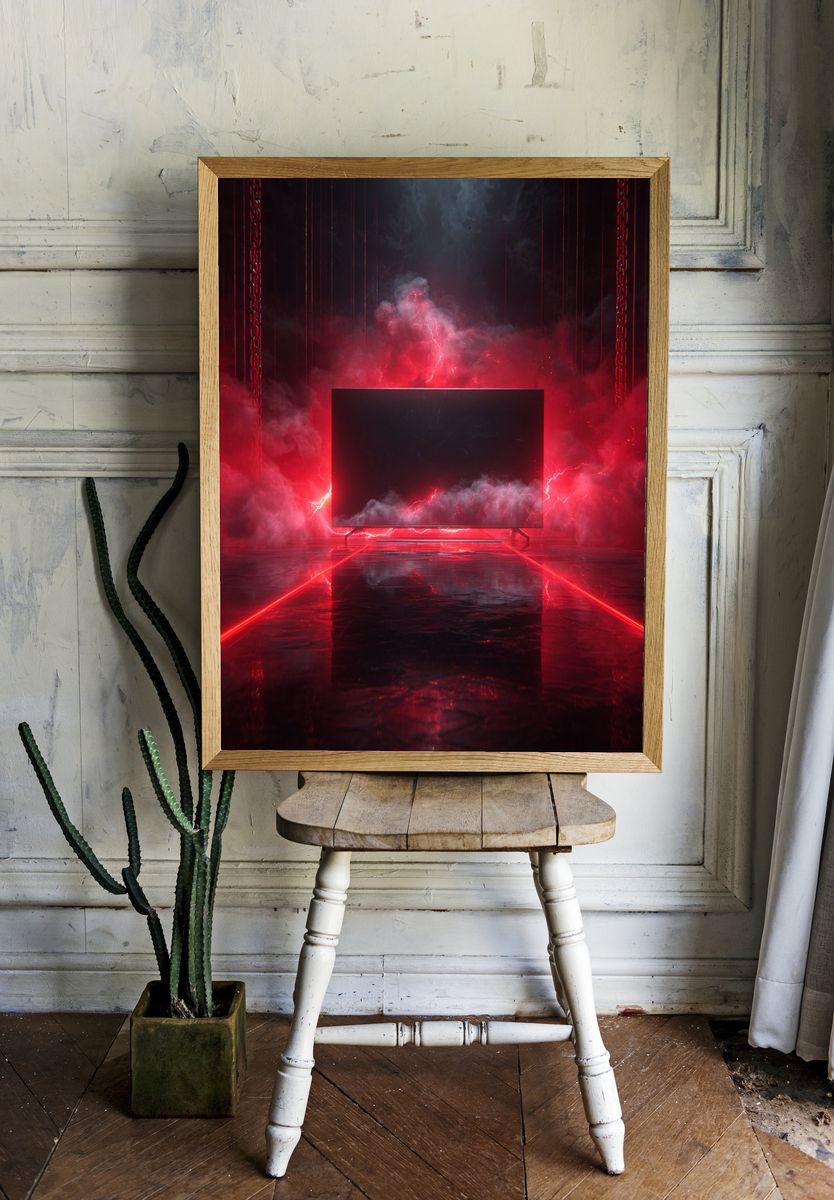 Futuristic TV in Stormy Atmosphere Poster room preview