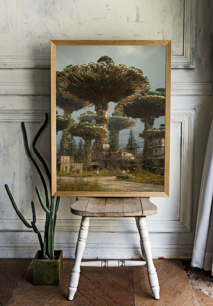 Futuristic Urban Jungle Poster. — room view 1