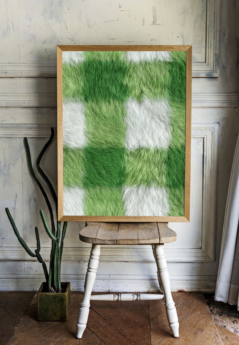 Green and White Fur Texture Poster room preview