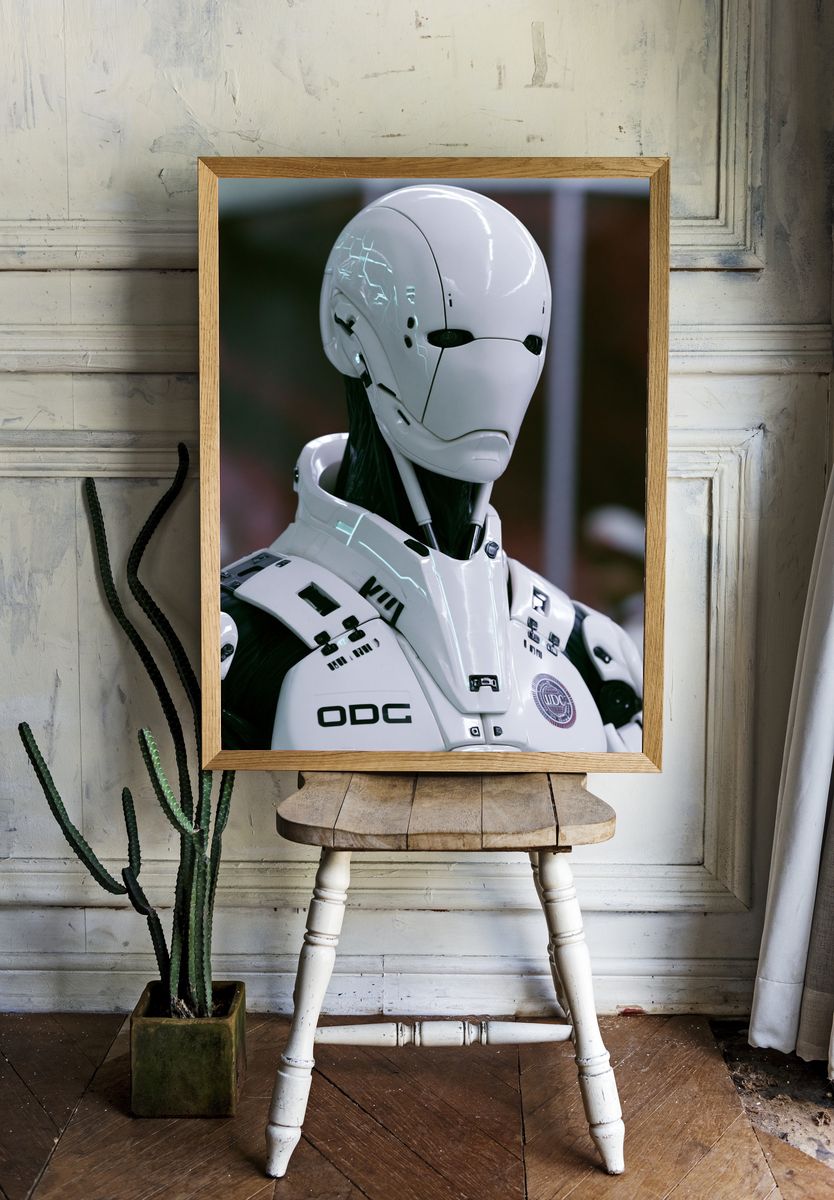 Futuristic Android Portrait Print. room preview