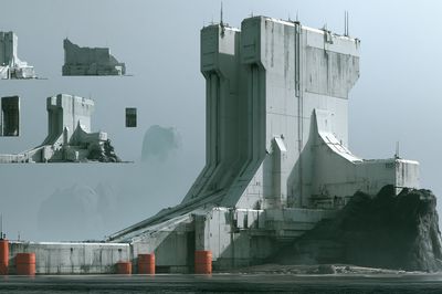 Futuristic Seaside Fortress Print. poster