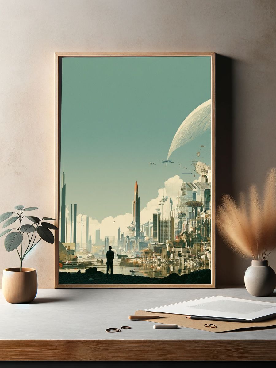 Futuristic Cityscape — Sci-Fi Print. — room view 2