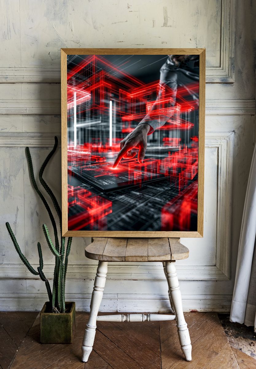 Futuristic Digital Interface Poster. — room view 1
