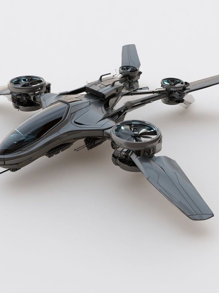 Futuristic VTOL Aircraft Illustration Poster. poster detail