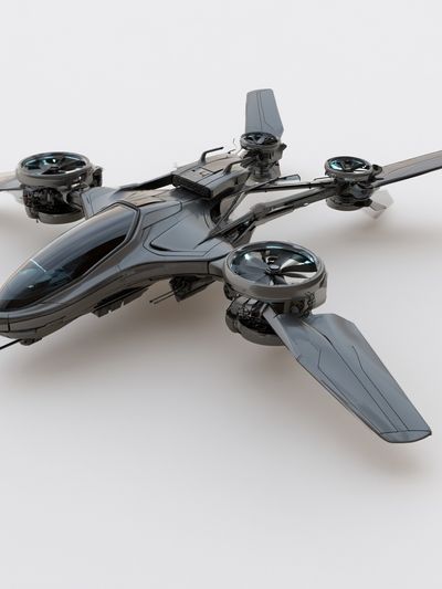 Futuristic VTOL Aircraft Illustration Poster. poster