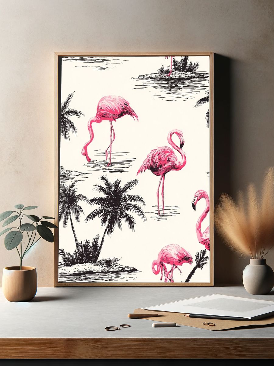 Flamingo Paradise — Vintage Print. — room view 2