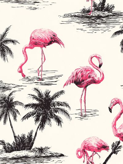 Flamingo Paradise — Vintage Print. poster