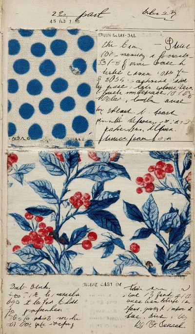 Floral and Polka Dot Fabric Print Poster