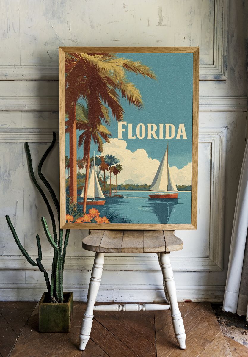 Florida Vintage Travel Poster room preview