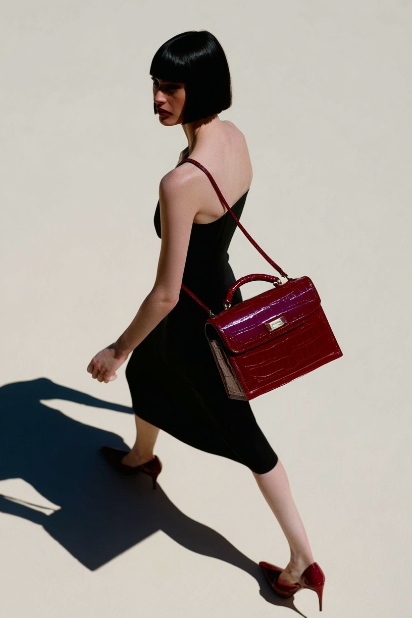 Fashionable Woman with Red Bag — Fashion Print.