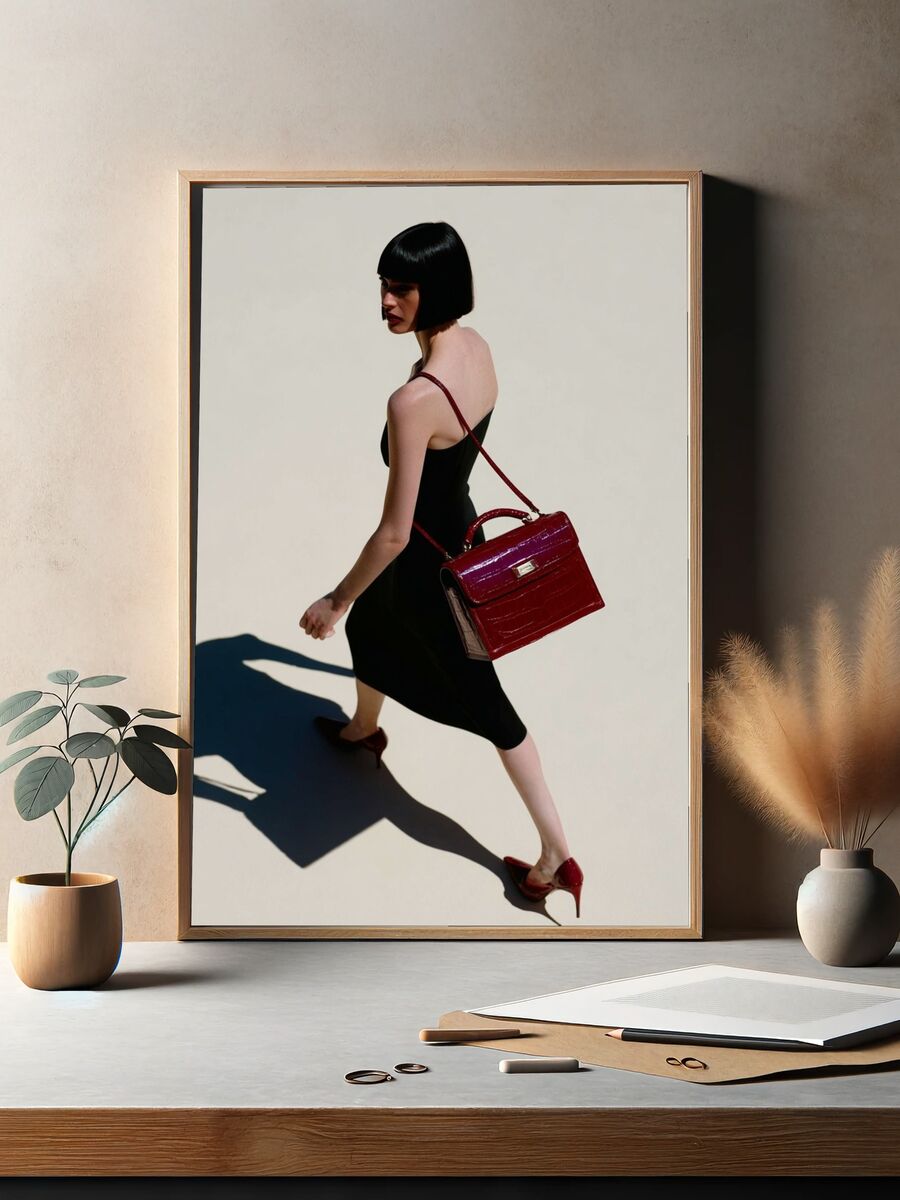 Fashionable Woman with Red Bag — Fashion Print. — room view 2