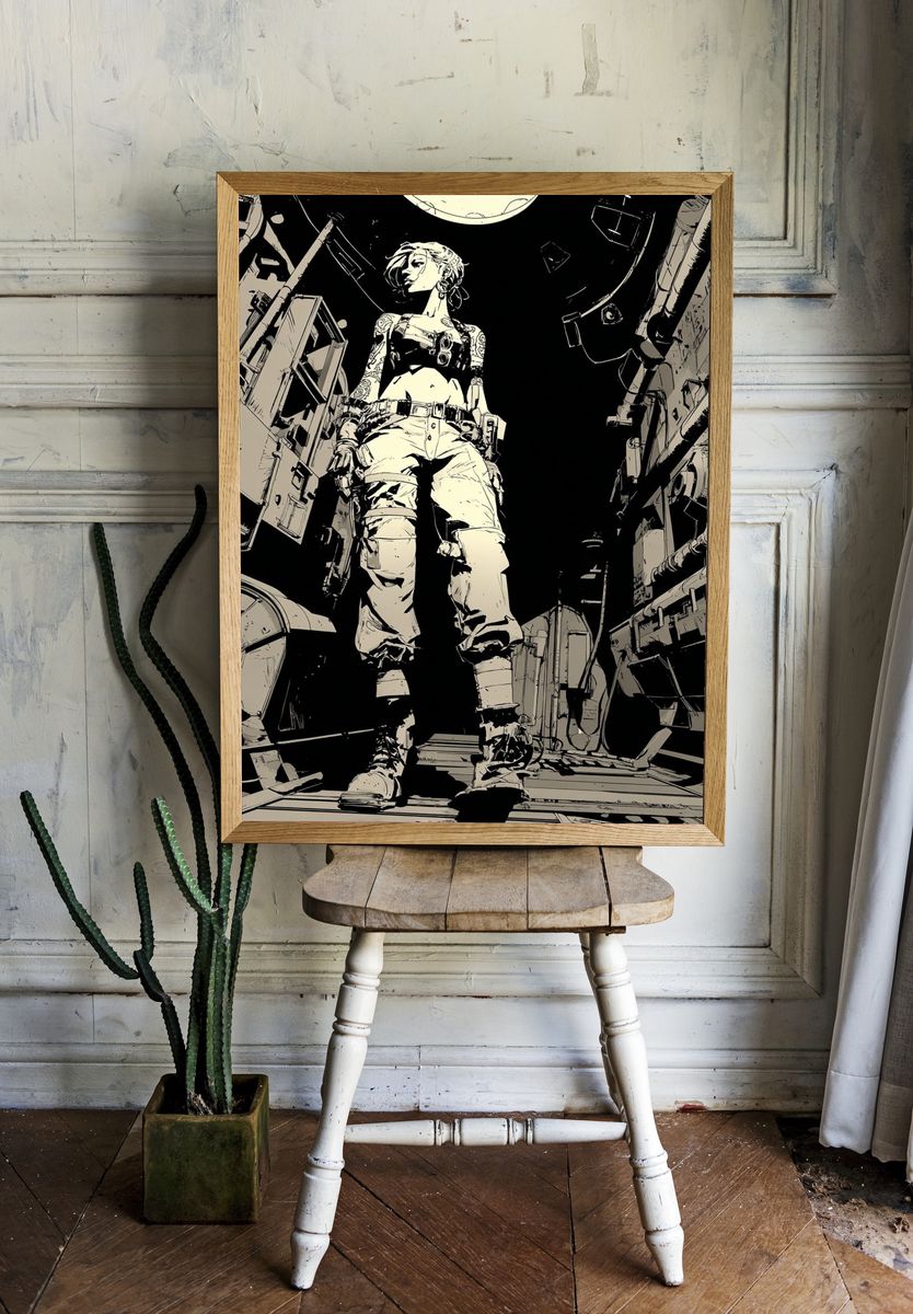 Futuristic Warrior — Illustration Print room preview