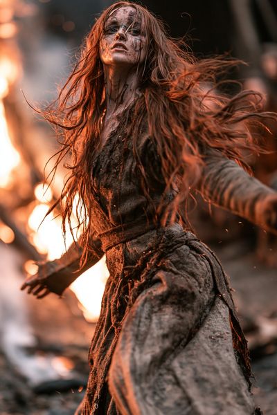 Firelit Warrior Portrait Poster. poster