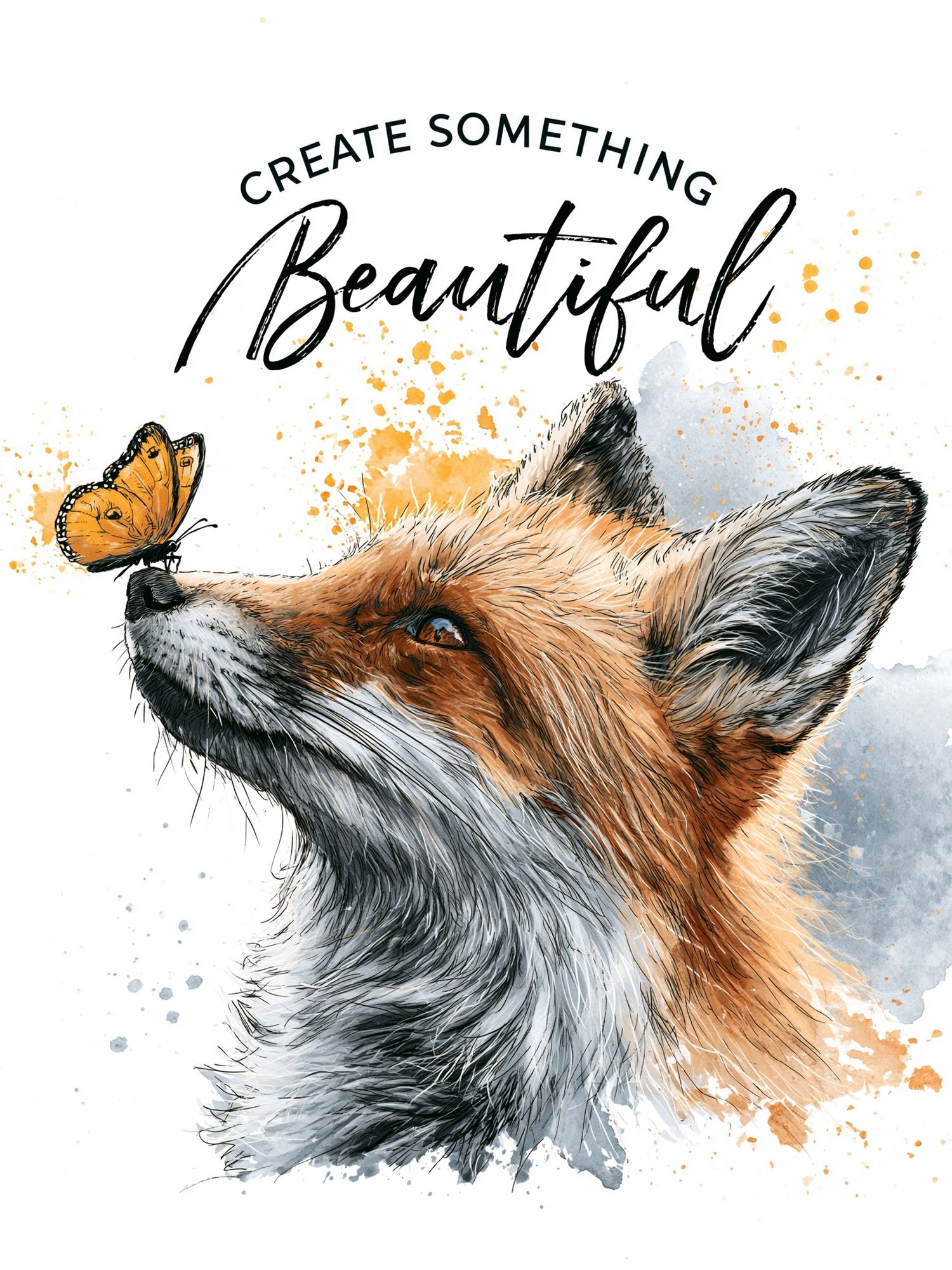 Fox and Butterfly Typography Poster. poster detail