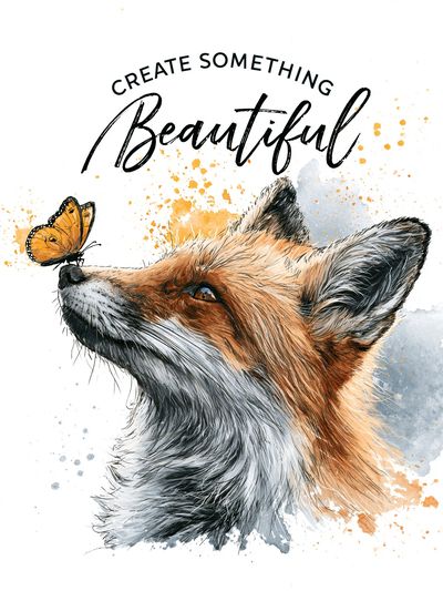 Fox and Butterfly Typography Poster. poster