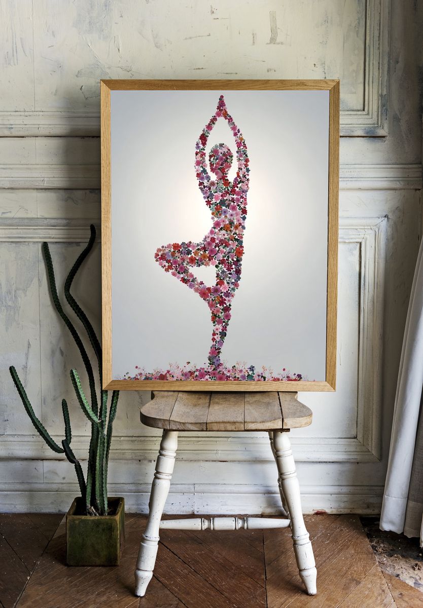 Floral Yoga Silhouette Poster room preview