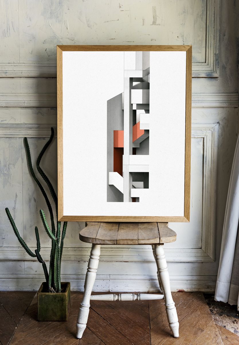 Geometric Brutalist Abstract Poster. — room view 1