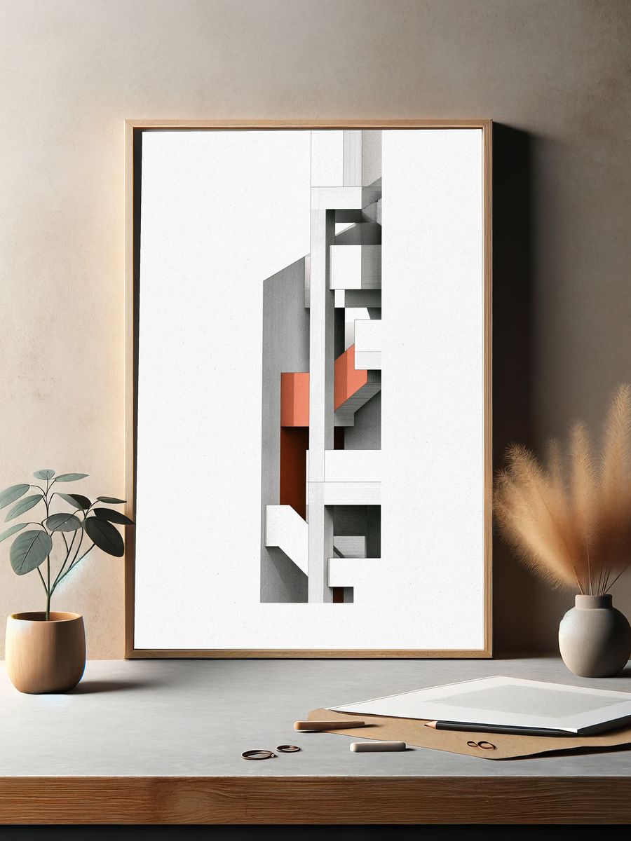 Geometric Brutalist Abstract Poster. — room view 2