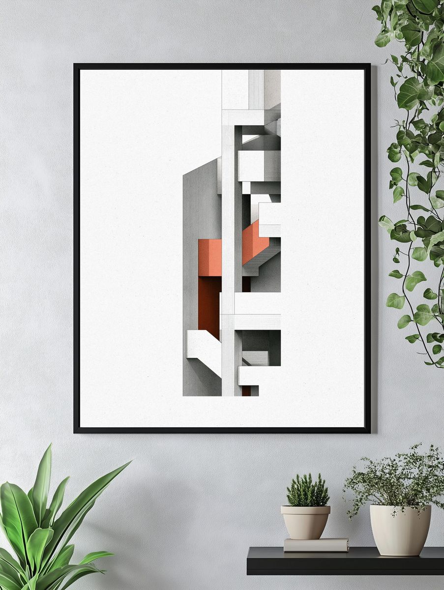 Geometric Brutalist Abstract Poster. — room view 4
