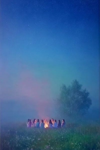 Gathering Around the Fire — Fine Art Print. poster print