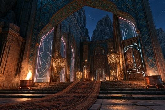 Mystic Temple Gate Fantasy Print. poster detail