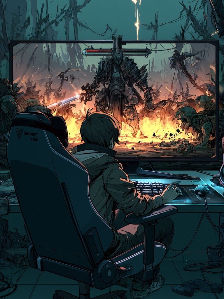 Sci-Fi Gamer Battle Illustration Poster. poster — gaming art