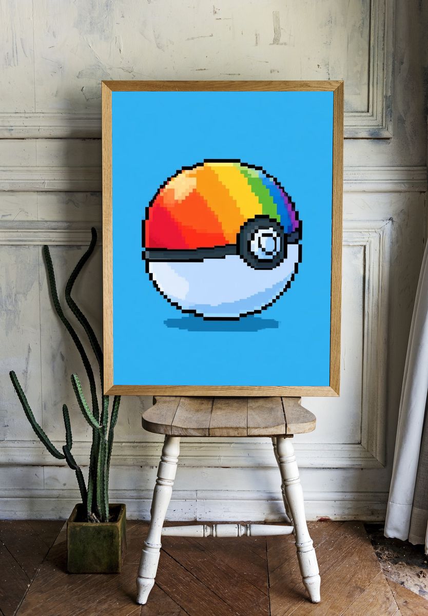 Pixel Poké Ball Pride Poster. — room view 1