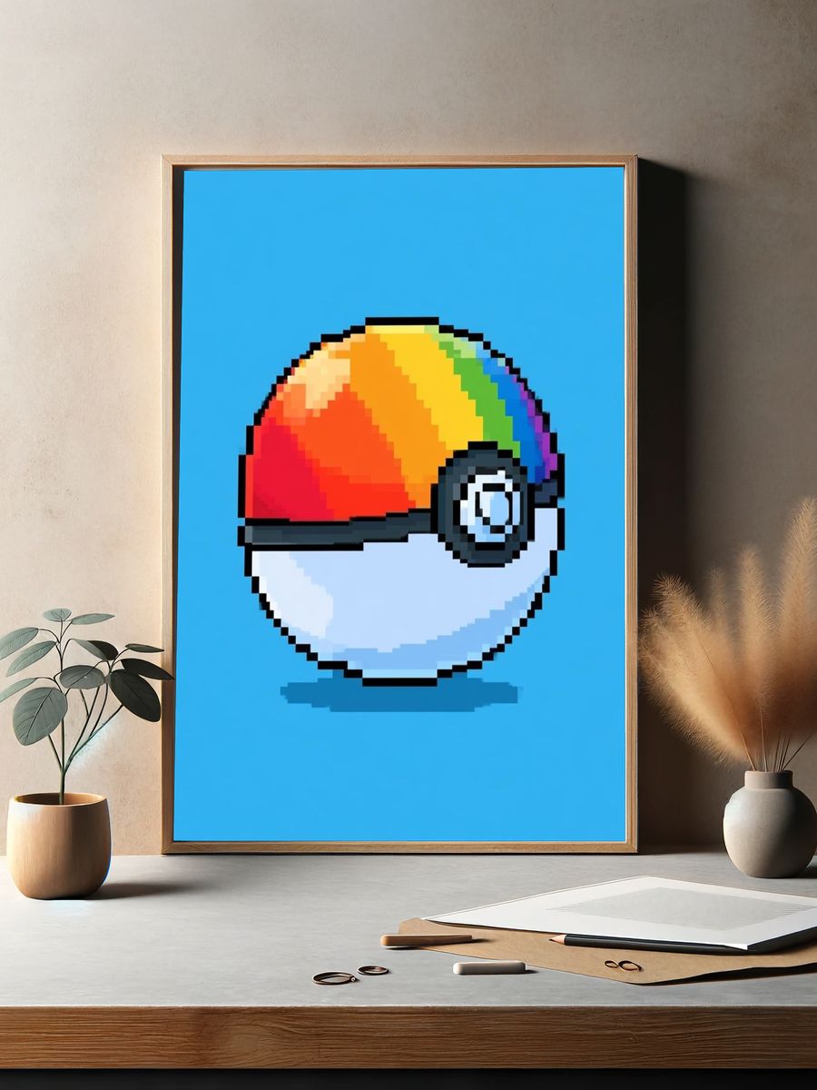 Pixel Poké Ball Pride Poster. — room view 2