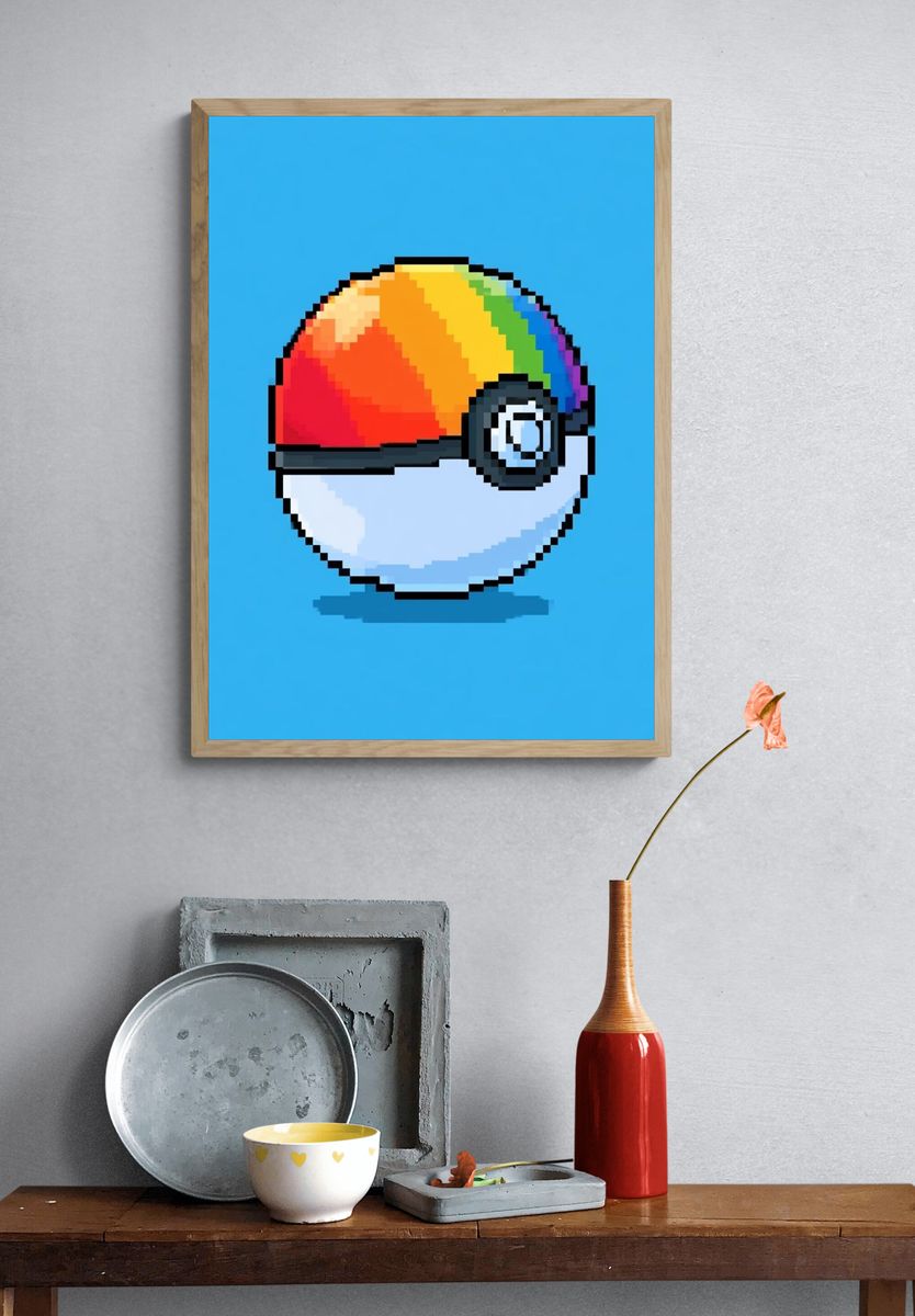 Pixel Poké Ball Pride Poster. — room view 3