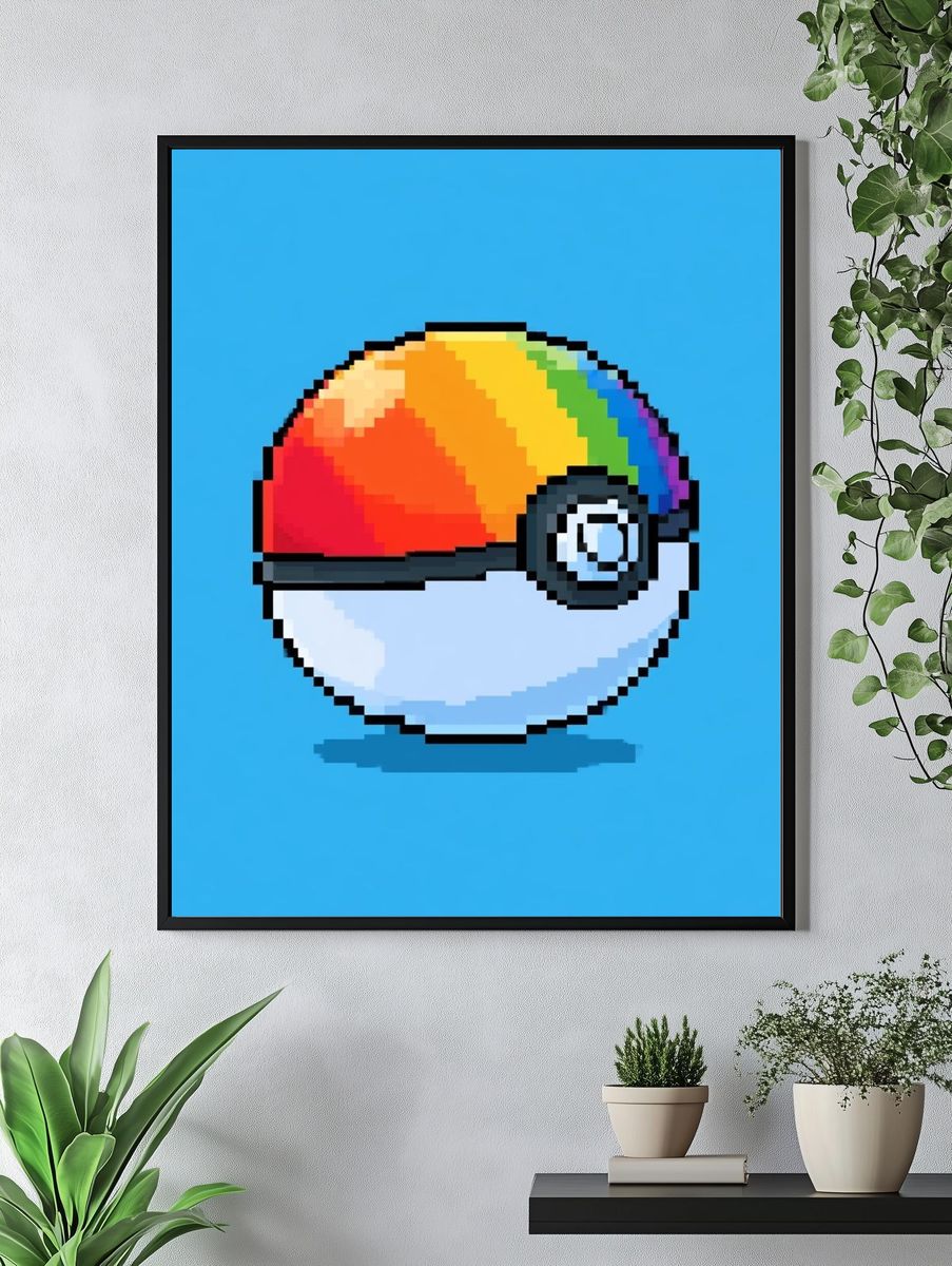 Pixel Poké Ball Pride Poster. — room view 4