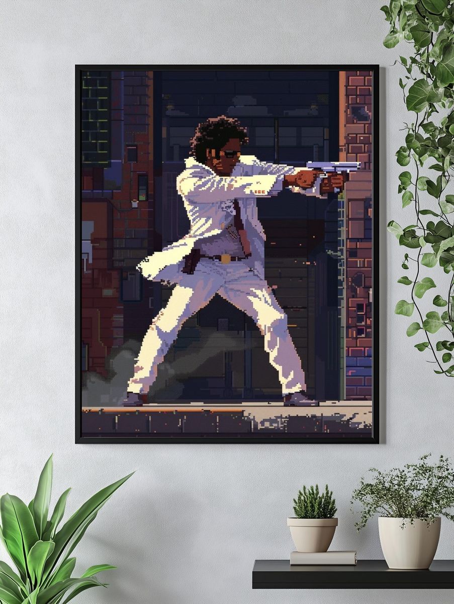 Pixel Gunman Action Poster. — room view 4
