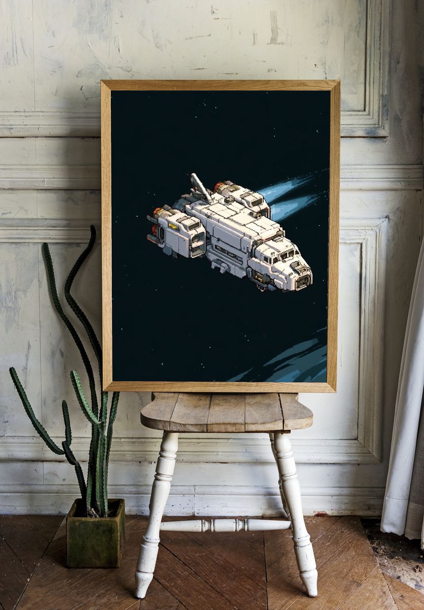 Pixel Space Shuttle Poster. — room view 1