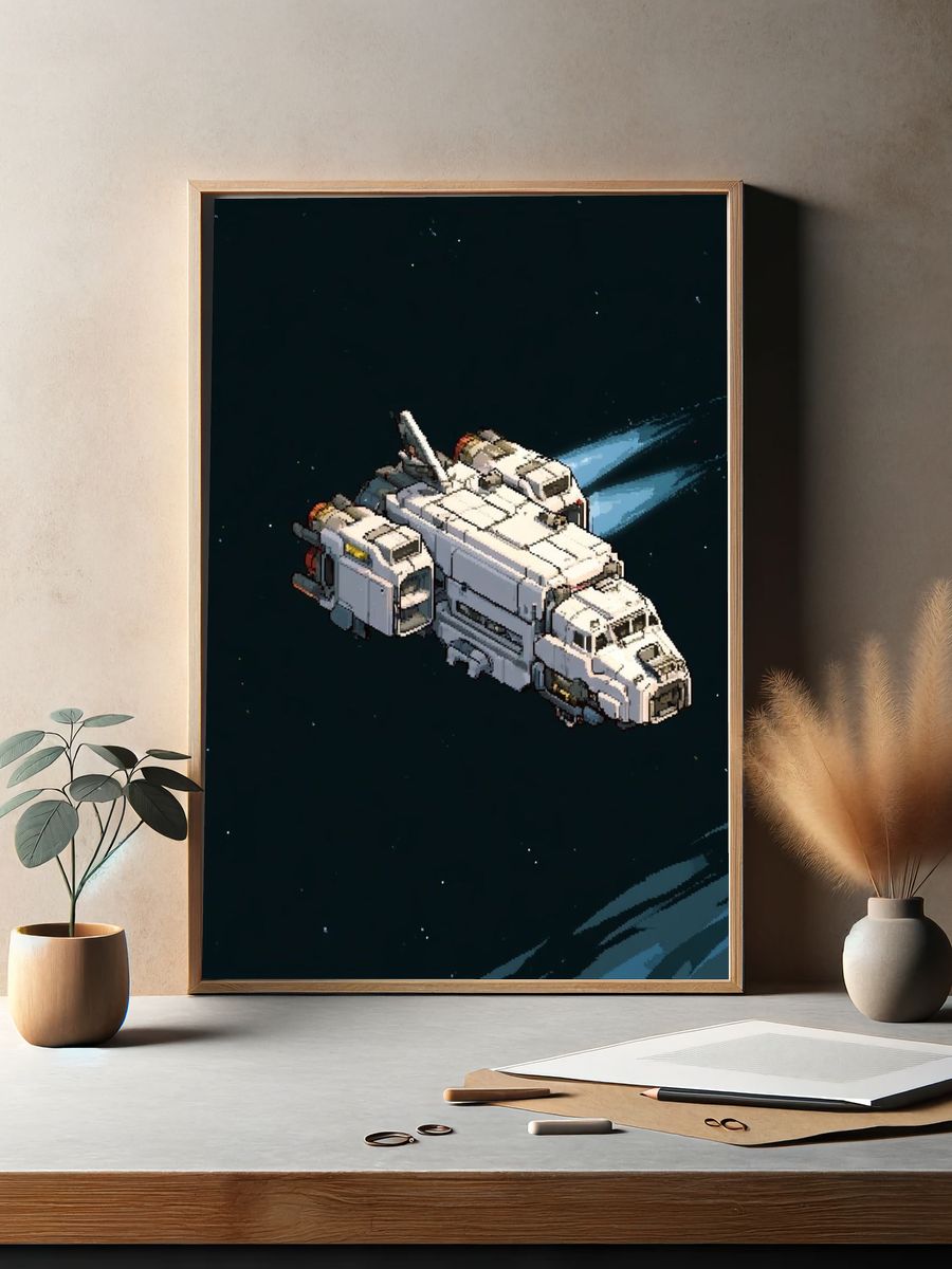 Pixel Space Shuttle Poster. — room view 2