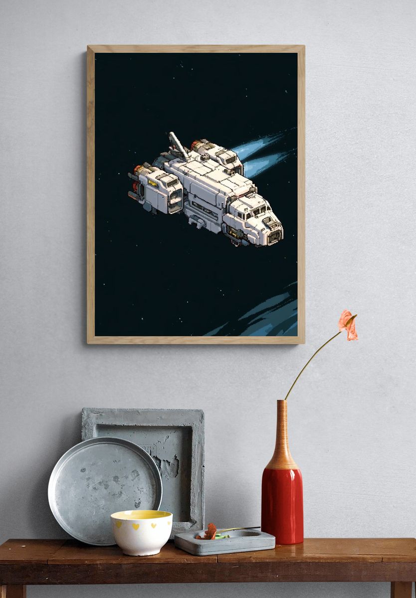 Pixel Space Shuttle Poster. — room view 3