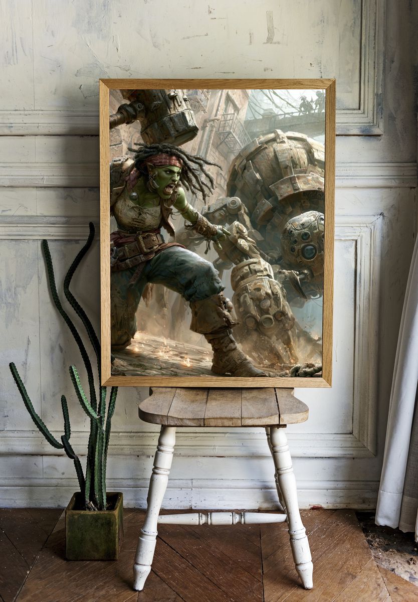 Orc Warrior Mech Battle Print. — room view 1