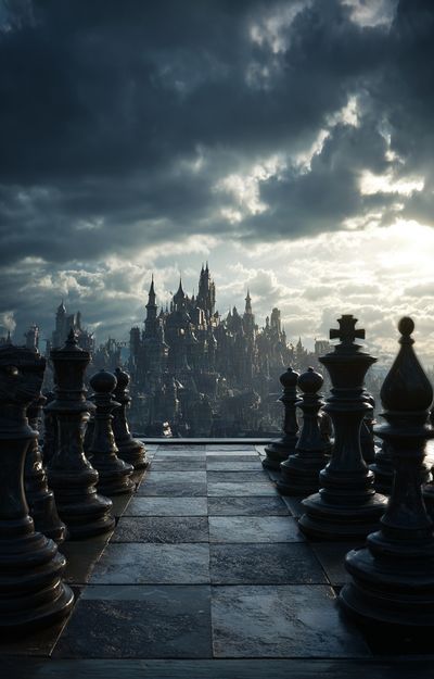 Chess Cityscape Fantasy Print. poster print