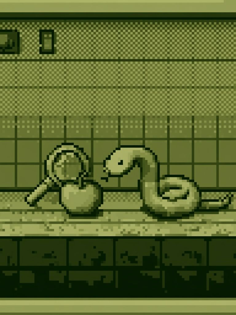 Pixel Snake and Apple Poster. poster detail