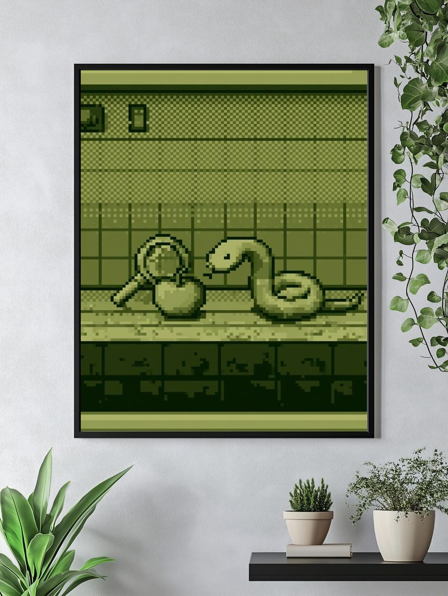Pixel Snake and Apple Poster. — room view 4