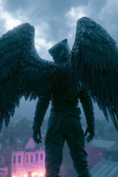 Winged Figure in Storm Poster.