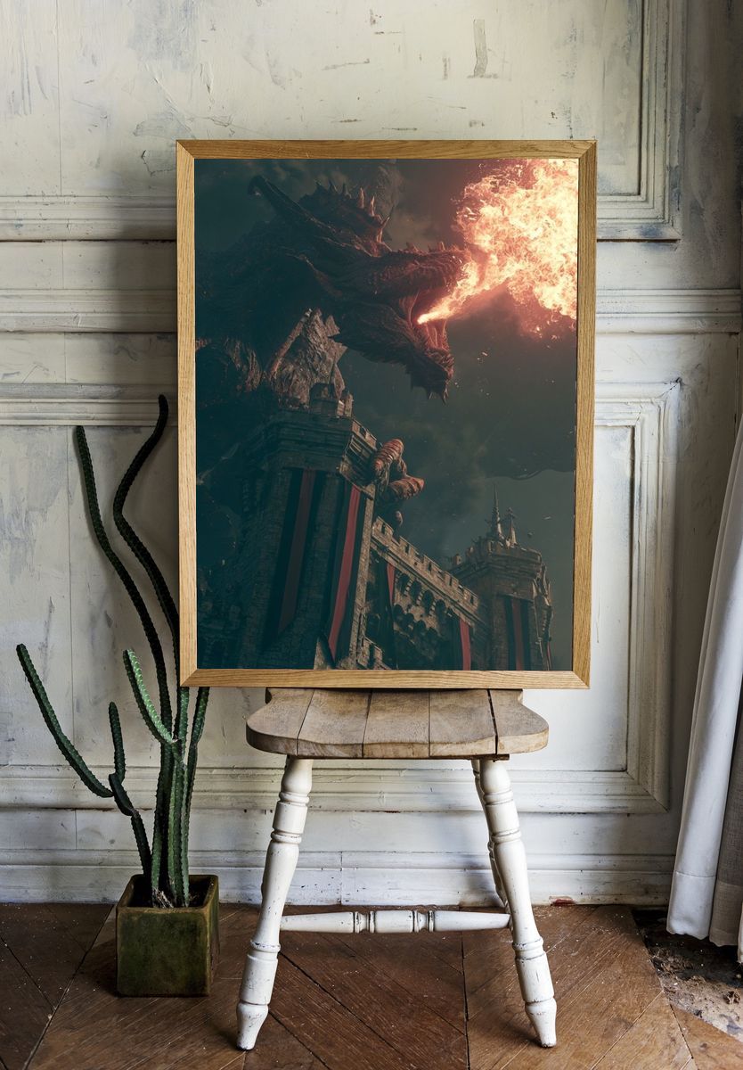 Dragon Siege Fantasy Poster. room preview
