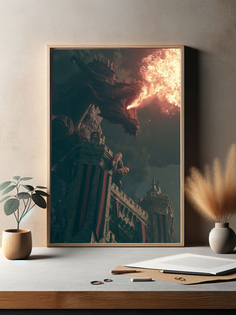 Dragon Siege Fantasy Poster. — room view 2