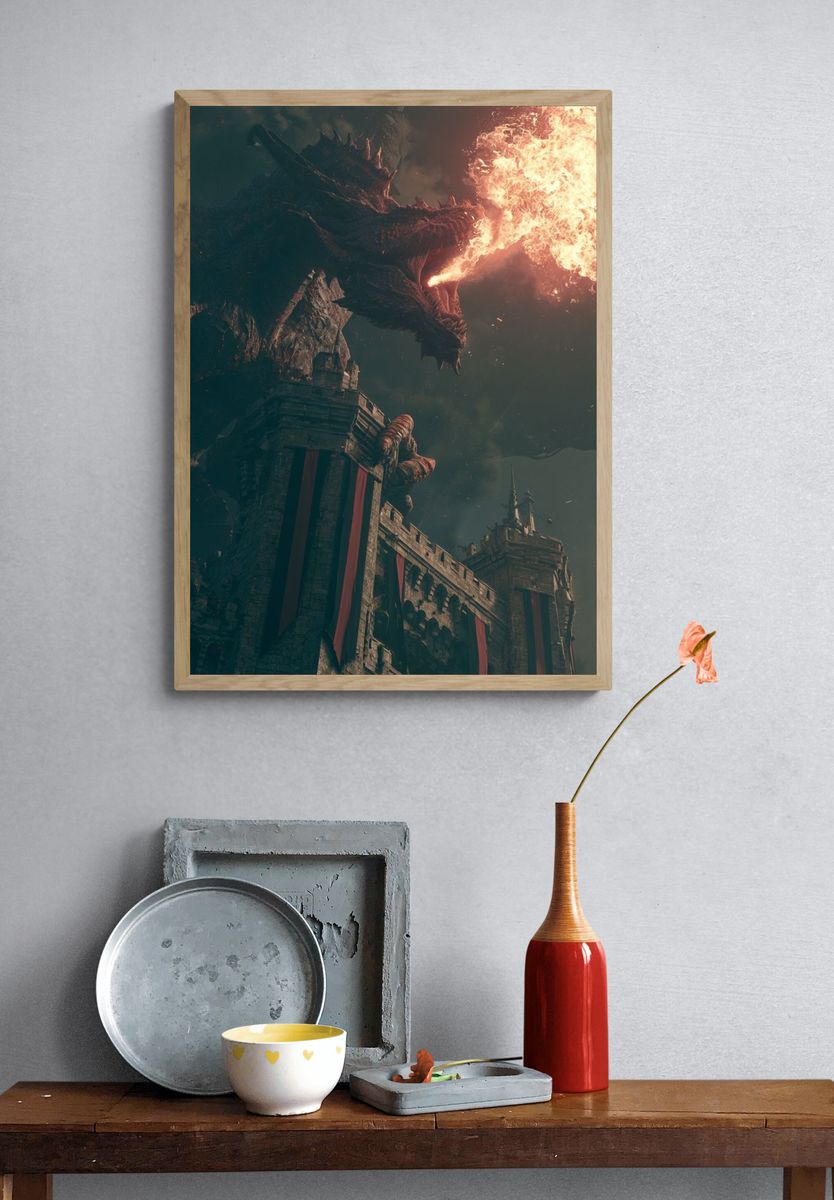 Dragon Siege Fantasy Poster. — room view 3