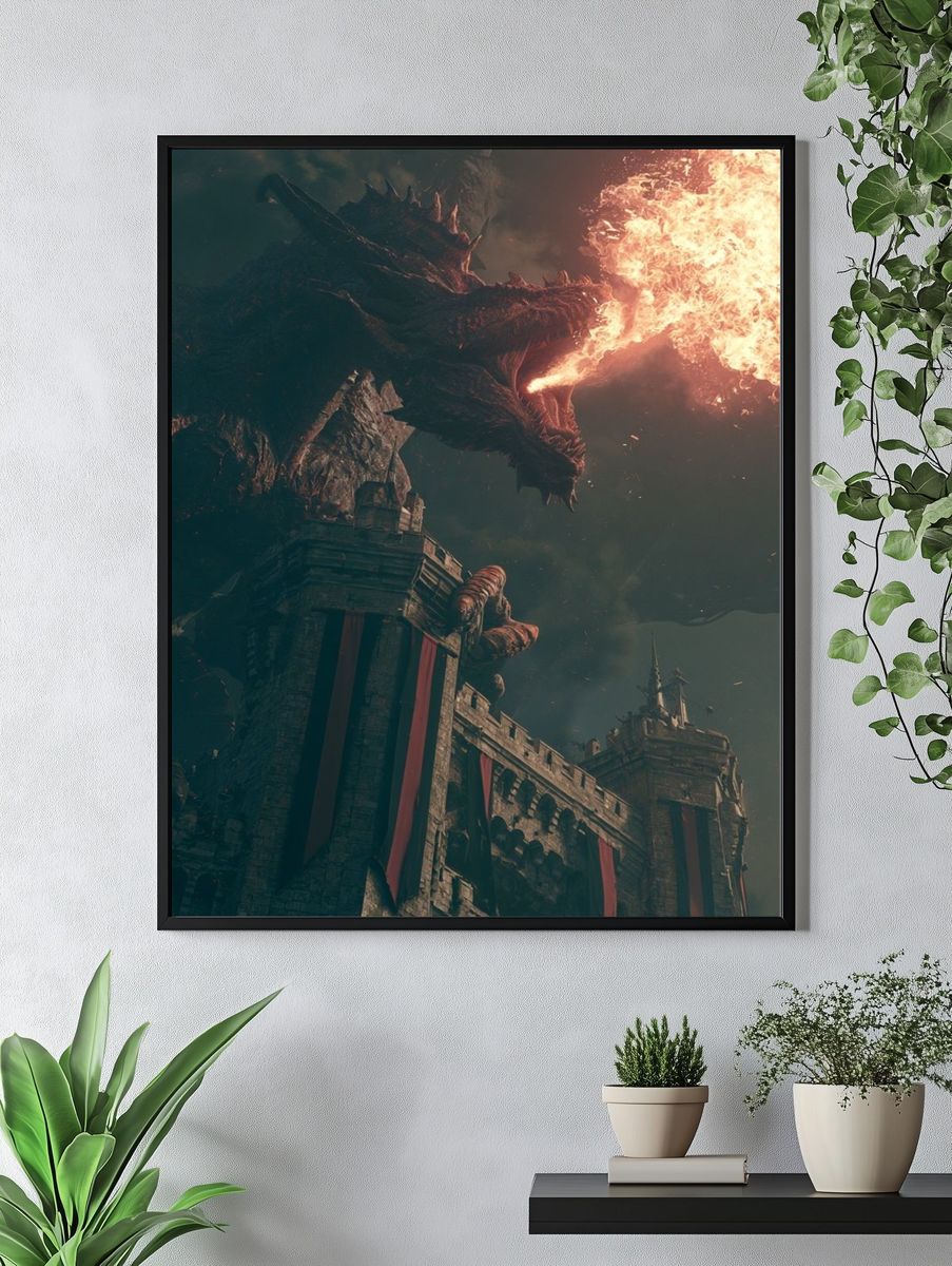Dragon Siege Fantasy Poster. — room view 4