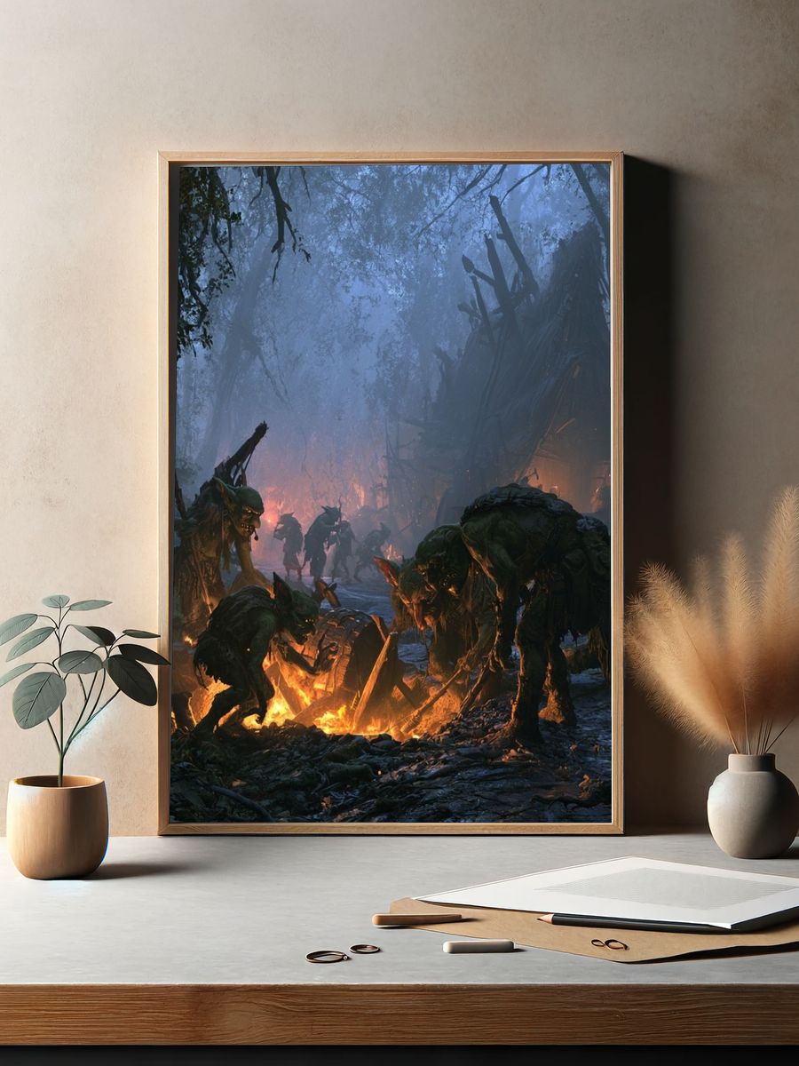 Goblin Campfire Fantasy Poster. — room view 2