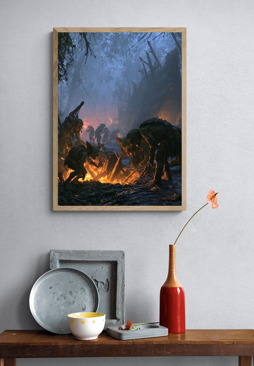 Goblin Campfire Fantasy Poster. — room view 3