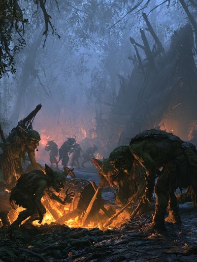 Goblin Campfire Fantasy Poster. poster